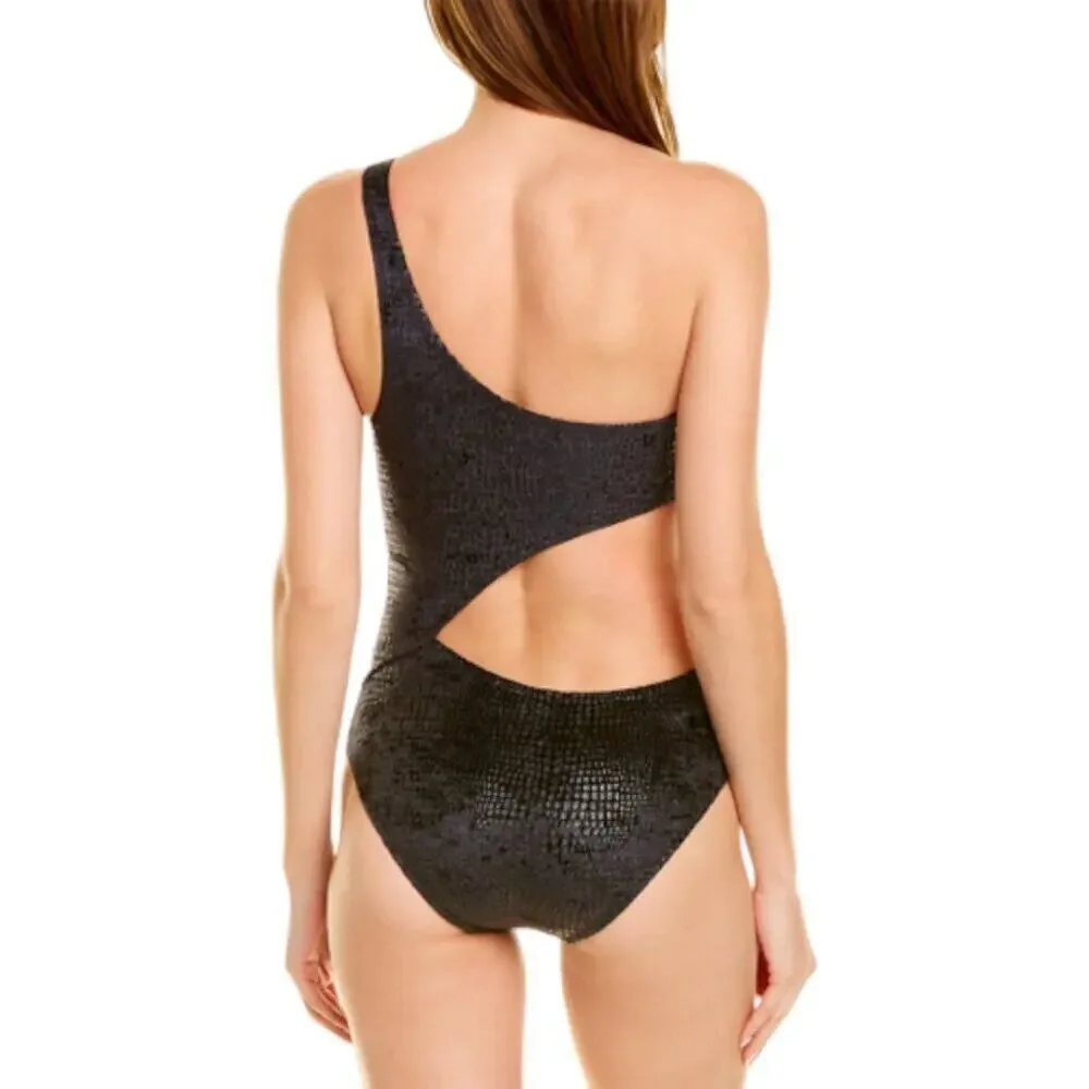 Solid & Striped Claudia One Shoulder Textured One Piece Blackout M NWT